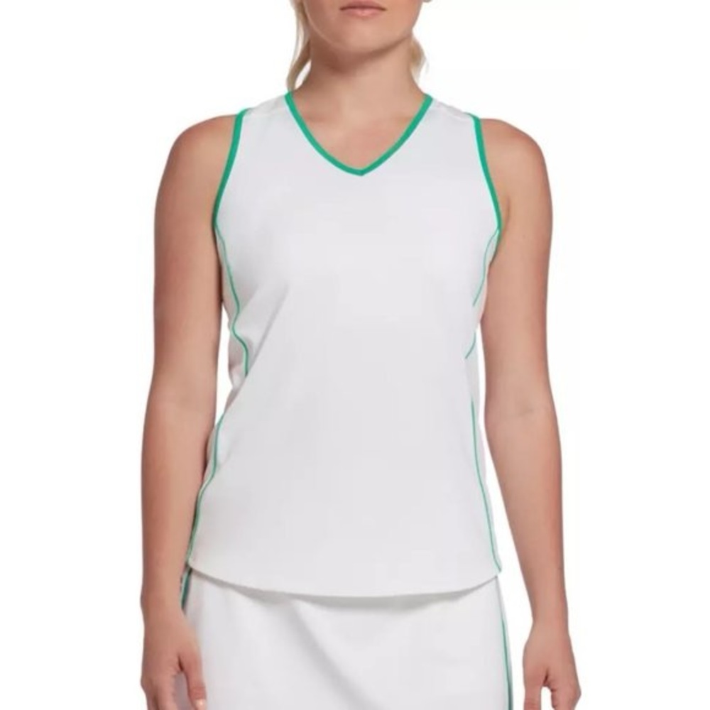 Prince Piped Racerback V Neck Tennis Tank Top White Green Size XS